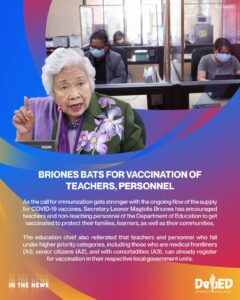 Briones bats for vaccination of teachers